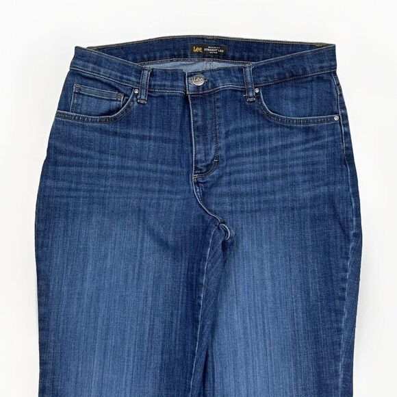Lee Jeans Womens 12 Long Relaxed Fit Straight Leg Mid Rise Blue Measures 32x32.5 - Picture 5 of 10